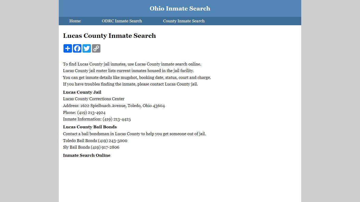 Lucas County Inmate Search